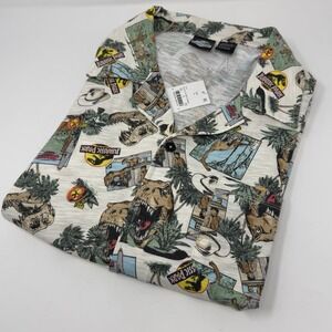 NWT Jurassic Park Men's Shirt L Cotton Blend Dinosaur Print Button Down